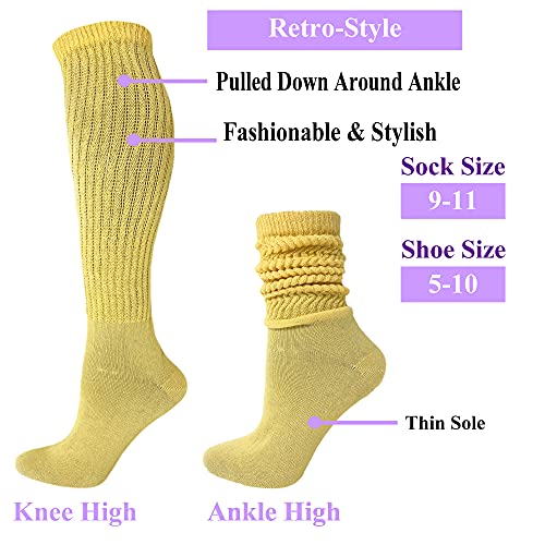 AWS/American Made 6 Pairs Colorful Scrunch Socks Shoe Size 5 to 102