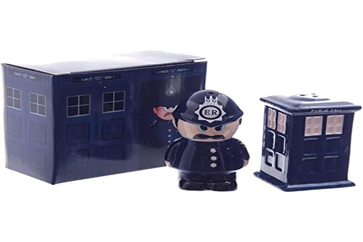 Ceramic Police Box Salt and Pepper Set - 8/8.5cm