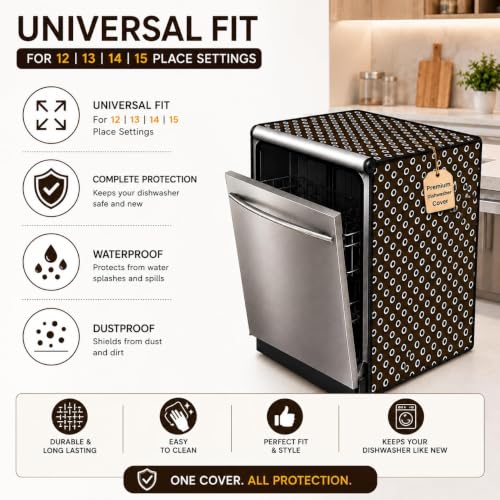 Image of Dishwasher Cover for 12 to 15 Place Setting | Water-Resistant Dustproof Zip Cover | Universal Fit Compatible with Bosch, LG, IFB, Hafele, Faber & More | 63 x 63 x 88 cm | Design 4