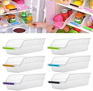 Gemini_mall® Kitchen Refrigerator Organizer Space Saver Slide Under Shelf Rack Holder Freezer Storage Box Basket Container (Pack of 1, Random Color)