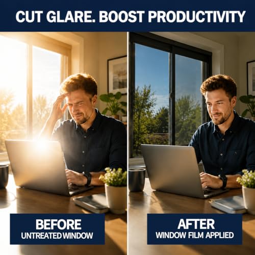 Image of WPCTEV One Way Window Privacy Film, Mirror Tint, Silver 29.5In x 13.1Ft