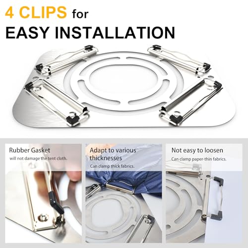 AYAMAYA Clip-On Stove Jack with 2.8" Chimney Hole for Canvas Bell Yurt Tent - Image 3