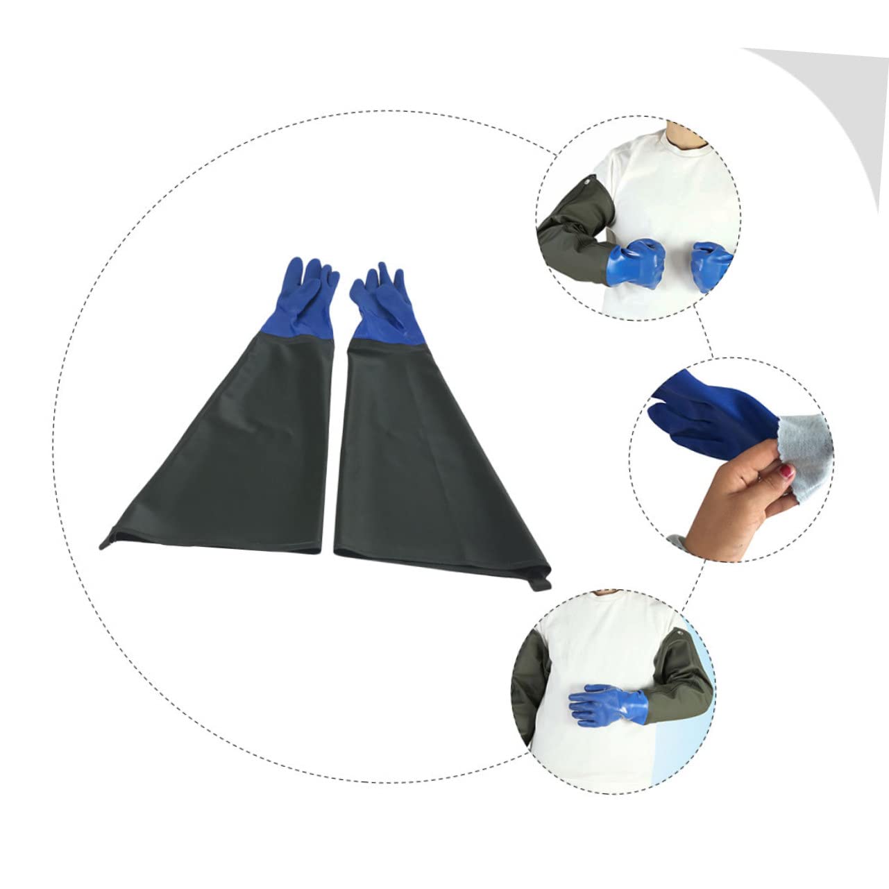 Sewroro Guantes de Goma Resistentes al Aceite y Ácidos con Recubrimiento PVC Antideslizante Extra Gruesos y Largos para Limpieza Industrial y Uso Seguro Trabajo Químico y Lavado de Platos