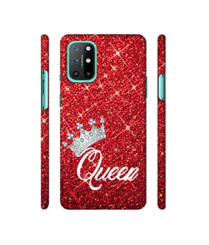Image of Amazon Brand - Solimo Designer Queen On Red Glitter 3D Printed Hard Back Case Mobile Cover for OnePlus 8T