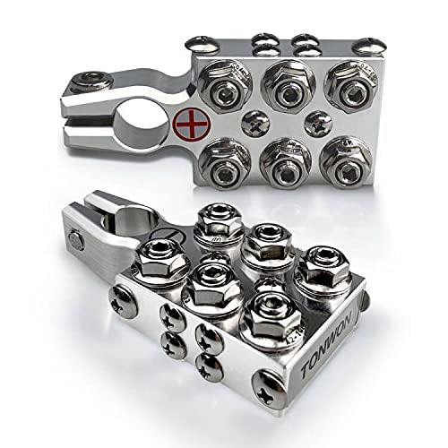 TONWON Battery Terminal Connectorï¼Œ20-Stud AGM Battery Post Terminal Distribution Block to 8AWG up to 4/0(XL) AWG Gauge Wire for Tapered Top Post for SAE/DIN/EN Tapered Top Post (A-20)