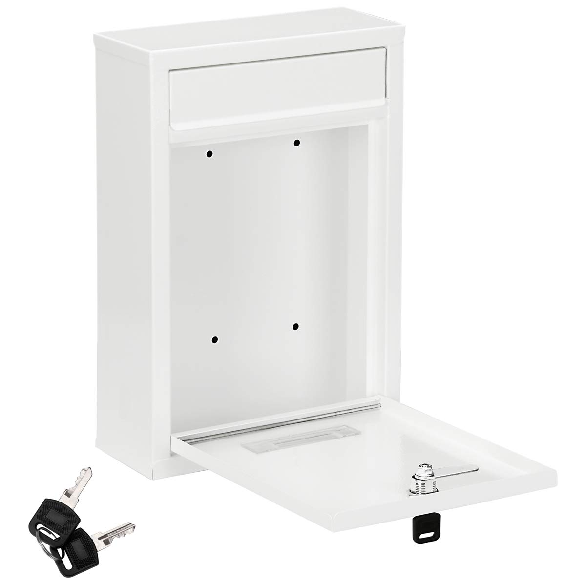 MONZANA® Boîte aux Lettres Murale Blanche Boîte Postale Boîte aux Lettres Acier INCL. 2 clés Plaque Nominative verrouillable