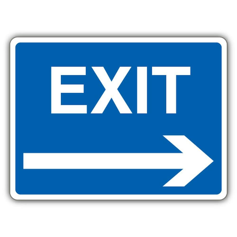 V Safety Exit - Blue Arrow Right Safety Sign - 400 x 300 mm - RA2 Reflective 3mm Aluminium Composite