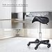 HOMCOM Rolling Saddle Stool, Swivel Salon Chair, Ergonomic Faux Leather Stool, Adjustable Height with Wheels for Spa, Salon, Massage, Office, Black