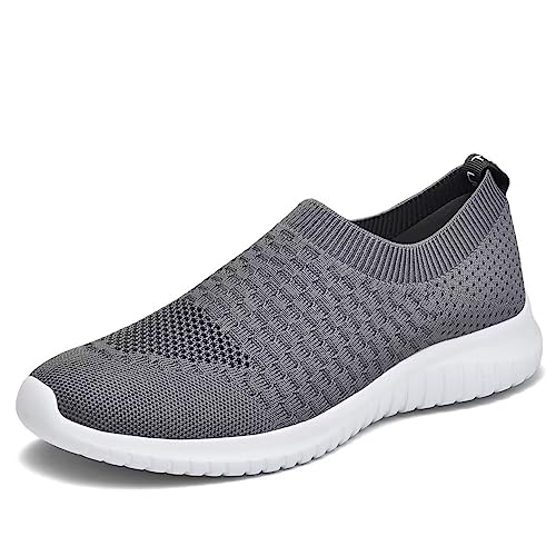 TIOSEBON Men's Casual Slip-on Walking Tennis Shoes-Comfortable Knit Running Sneakers 9.5 US Deep Gray