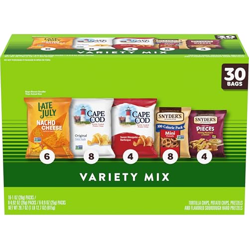 Snyder's of Hanover, Cape Cod and Late July Snacks Variety Pack, 30 Count Snack Bags