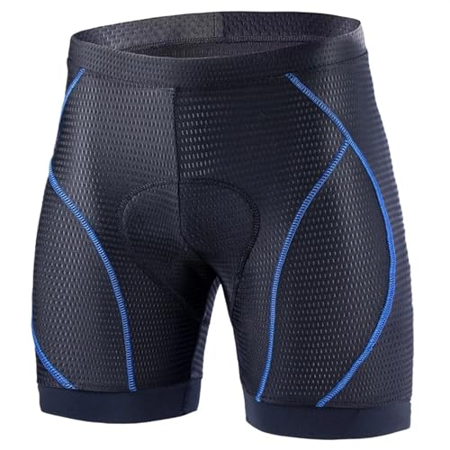 Calzoncillos De Ciclismo Pantalones cortos de ciclismo for hombre Pantalones cortos con forro de bicicleta acolchados 4D con empuñaduras antideslizantes for el club de ciclismo azul Pantalones Cortos