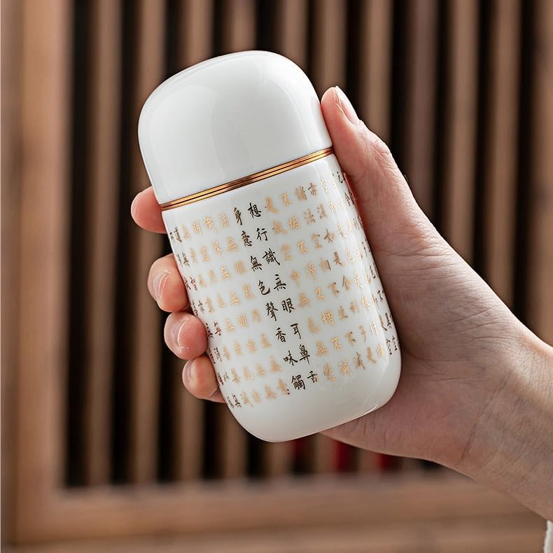 SONGCHAO Sugar Jar Small Portable Tea Can Sealed Can Ceramic Storage Can Chinese Style Creative Tea Can Tea Canister
