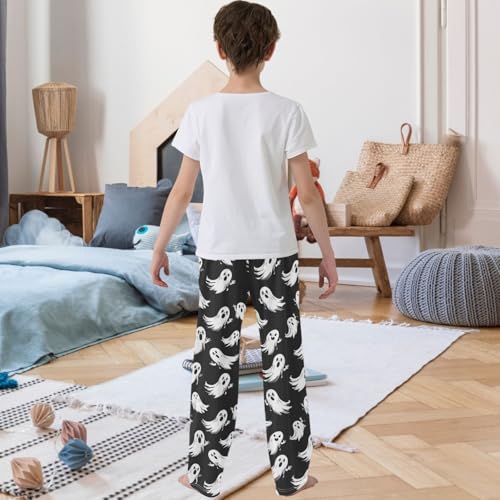 Boy's Pants Black Halloween Ghost Jogger Pants Elastic Waist Long Bottoms Trousers with Pockets 6-14 Years3
