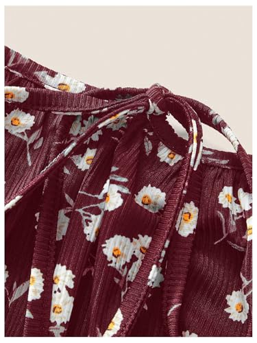 Image of Floerns Women's Plus Size Boho Floral Milkmaid Bow Tie Ruched Cami Summer Holiday Flowy Mini Dress