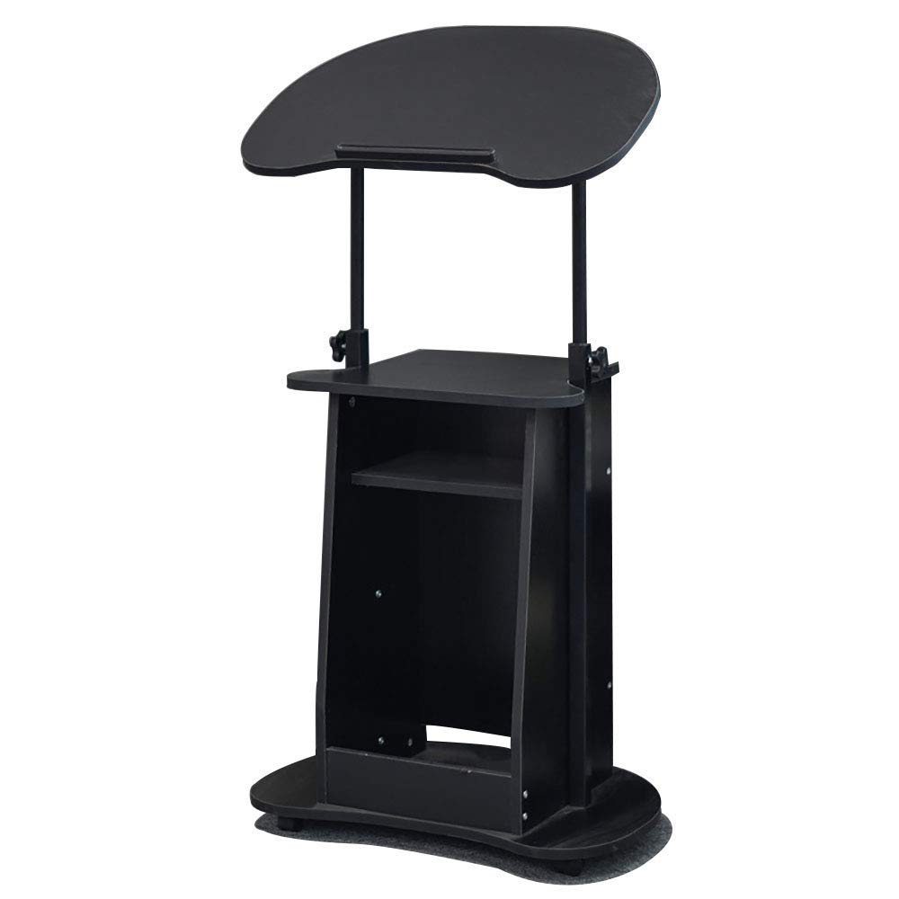 CZT Bedside Computer Table, Adjustable Height Desk Laptop Desk, with 4 Wheels, Portable Cart Tray Side Table, for Office Home (S4-Black Willow - ZL#01)