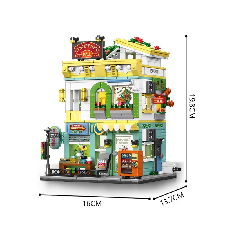 Image of SKY LINE OCEAN Supermarket Street Scene Building Block Set (745+ PCS) - Mini Mall City Model DIY Kit for Adults & Teens 14+, Creative Construction Toy | 5 Year Structural Warranty