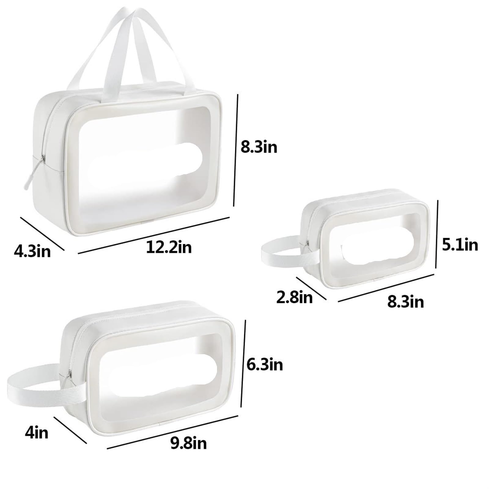 Porta Trucchi Pochette Trucchi Borsa da Toilette da Viaggio Trasparente Borsa for Cosmetici Borsa da Toilette da Viaggio Trasparente da Donna Trousse Trucchi Donna(White,30cm)