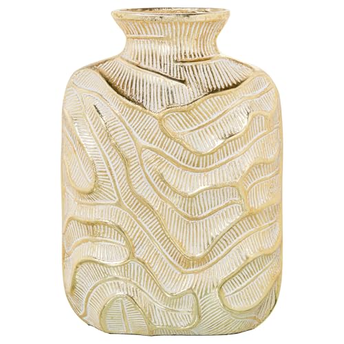 Jarron de sobremesa de Aluminio con Ondas Dorado 20x11x30 cm