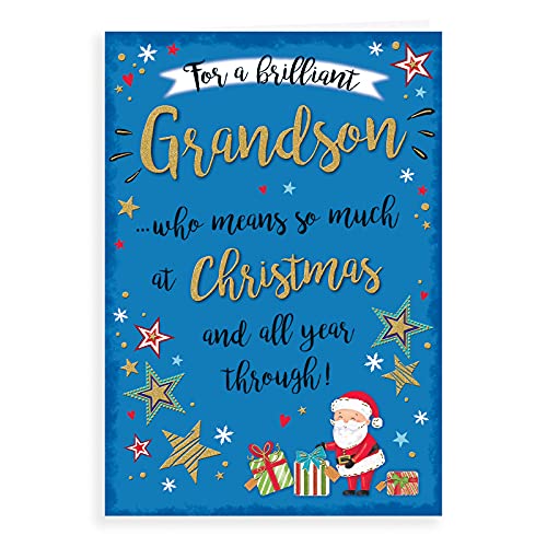 Piccadilly Greetings Modern Christmas Card Grandson - 9 x 6 inches (A41314)