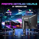 SANSUI 27 inch WQHD 180Hz Gaming Monitor 1440P-AMD FreeSync 1ms DCI-P3 93% Fast IPS Computer Monitor,Height Adjustable Vertical/Horizontal Rotating, 2×DisplayPort/HDMI 丨HDR丨Low Motion Blur 丨Speakers - Image 2