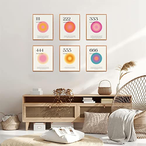 Kalwax Aura Angel Numbers Poster Minimalist Inspirational Quotes Poster A Set Of 6 Canvas Posters Canvas Print Wall Art Cover Poster Family Decorative Painting Wall Art Canvas Posters Hanging Poster Gifts 8X10Inch(20X25Cm) #TOP3