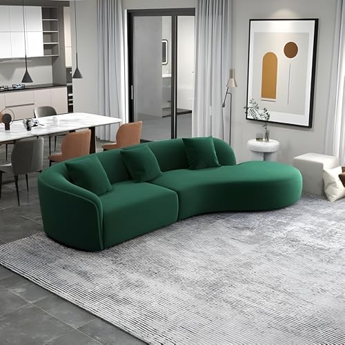 Image of Modern Classic L Shape Sectional Sofa Set, Chesterfield Style 4 Seater Sofa Set with Pillows for Living Room, Bedroom and Office, Office, and Hallway Colour (Green)