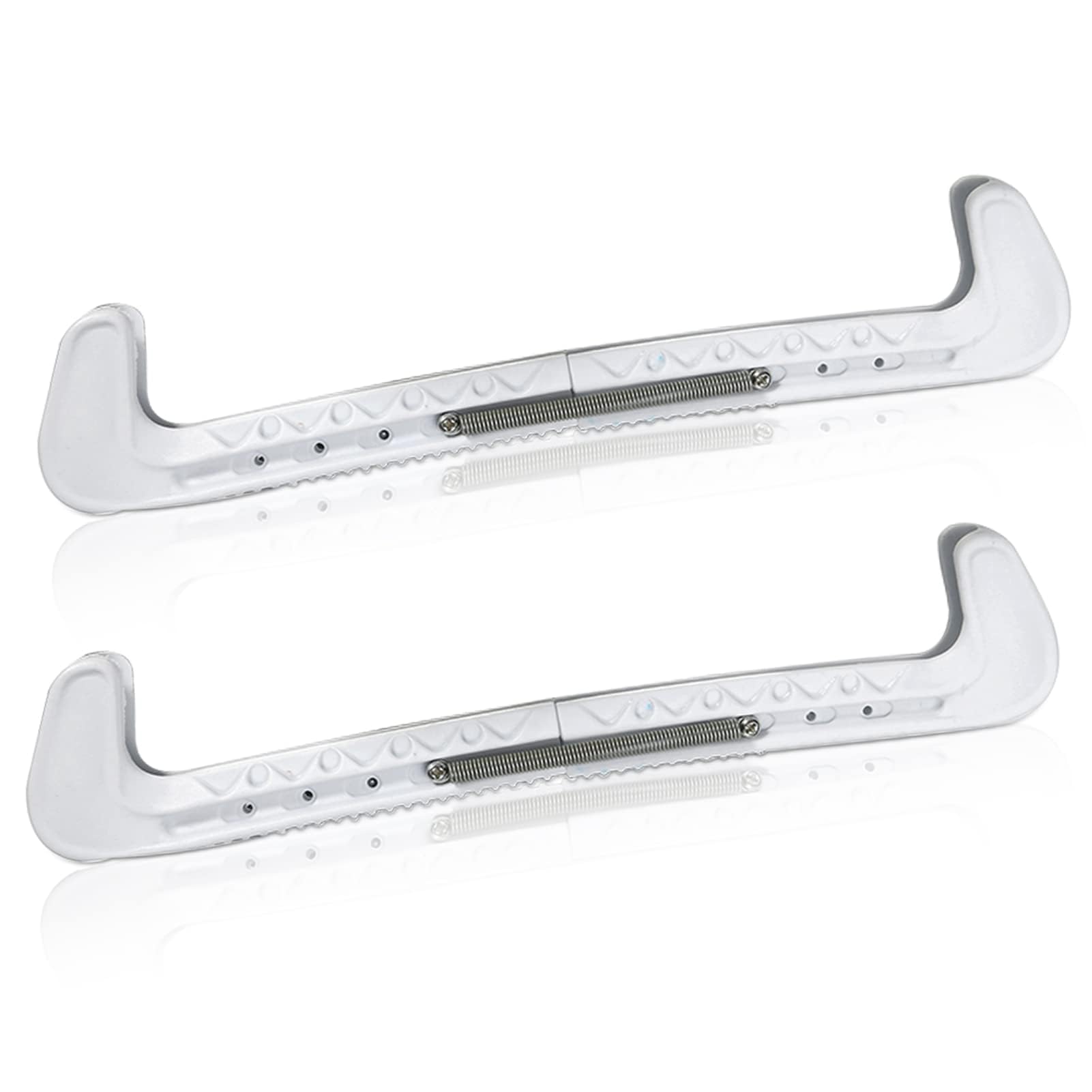 Agatige 1 Pair Ice Skate Guards, 31cm/12.2in Hockey Skate Blade Covers Figure Skate Guards Ice Skating Blade Protectors with Adjustable Springs for Figure Skating or Hockey (White)