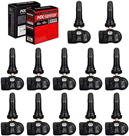 Autel MaxiTPMS - Sensor MX de 12 piezas, vástago de goma 315433 MHz TPMS, sensor universal de neumáticos programado por TPMS Tool TS401 TS408 TS508