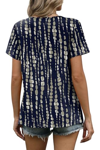Image of WIHOLL Women T Shirts Pleated Short Sleeve Tops Business Casual Dressy Blouses