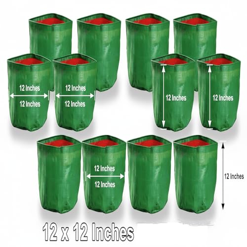 Image of MASHKI 12x12 Grow Bags Pack of 5 - HDPE Reusable Garden Grow Bags for Home, Terrace & Balcony Gardening - Vegetable & Herb Plants