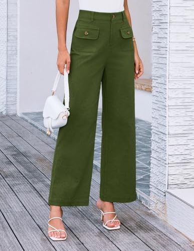 GRACE KARIN Women Wide Leg Pants High Waist Stretchy Pants Dressy Business Work Casual Trousers with Pockets4
