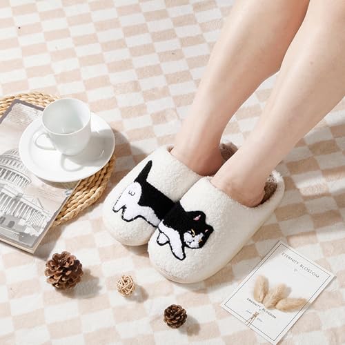 Image of Cute Animal Slippers for Women Man Cartoon Animal Slippers for Woman Fuzzy Memory Foam Winter Warm Fluffy Shoes