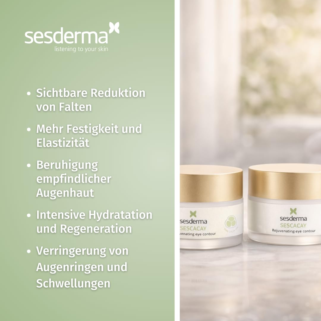 Sesderma SESCACAY Verjüngende Augencreme mit Cacay-Öl & HPR 30 ml - Anti-Aging Augenpflege gegen Falten, Schwellungen & Augenringe, Straffend, Beruhigend, mit Peptiden & EGF