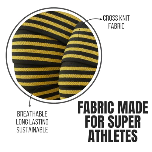 Image of Muscleape Wrist Wraps for Gym | SuperFabric Strength Support Straps for Heavy Lifting, CrossFit & Powerlifting | Adjustable Compression Wrist Support for atheletes- Superb Workout Wrist Stability & Protection. (Bumblebee, 32 Inches)
