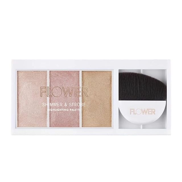 FLOWER Beauty By Drew Barrymore Shimmer Strobe Highlighting Palette - Glowing Bronzer Powder Kit For Face Blendable Coverage