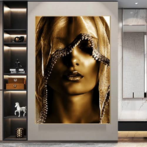 Toile maquillage femmes doré pour affiches murales salon chic