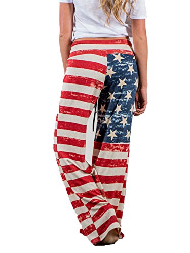 Ichunhua B07DCQP887 Women'S American Flag Floral Drawstring High Waist Wide Leg Pants thumb #2