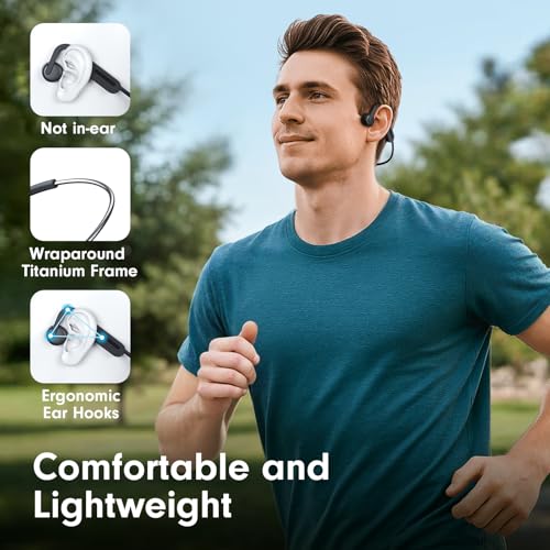 Image of Bone Conduction Headphones, Open Ear Headphones, Superior Sound Wireless Bluetooth Running Headphones 10H Playtime, Comfortable Fit Waterproof for Music, Workouts, Travel