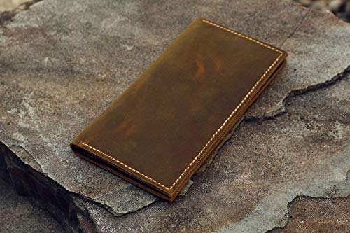 Distressed Leather Men long wallet/slim vertical bifold wallet/Personalized leather clutch card holder travel wallets -W005LZM3