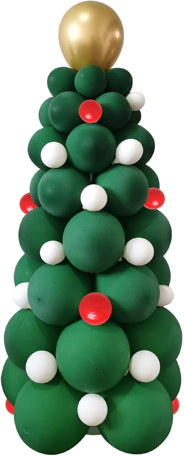 Balloon Christmas Tree Column Kit for Floor with Stand, Base and Pole,Balloon Tower Backdrop Decoration for Christmas