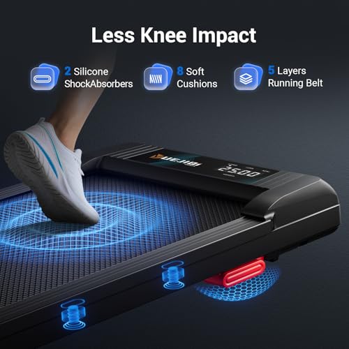 Image of YUEJIQI Walking Pad Under Desk Treadmill with Incline for Home Office, 2.5HP Portable Walking Pad Treadmill with 280 Lbs Weight Capacity, Remote Control, LED Display