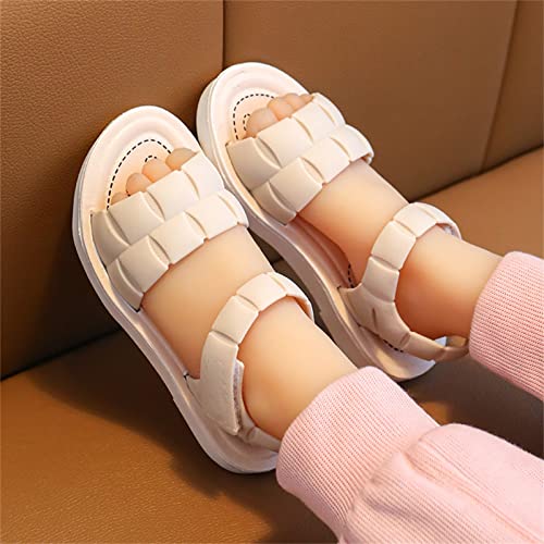 Toddler Girls Sandals Soft Flat Shoes Fashion Comfortable Open Toe Lightweight Princess (White, 10.5 Little Child)3