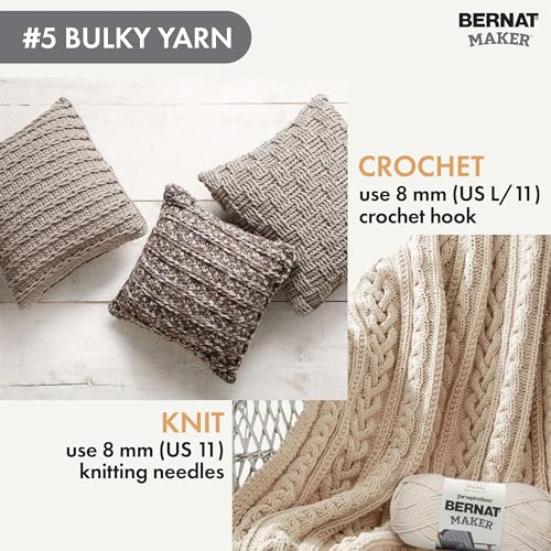 Image of Bernat Maker Cream Yarn - 2 Pack of 250g /8.8oz - 72% Cotton 28% Nylon - #5 Bulky - 290m /317Yards - for Knitting, Crochet and Amigurumi