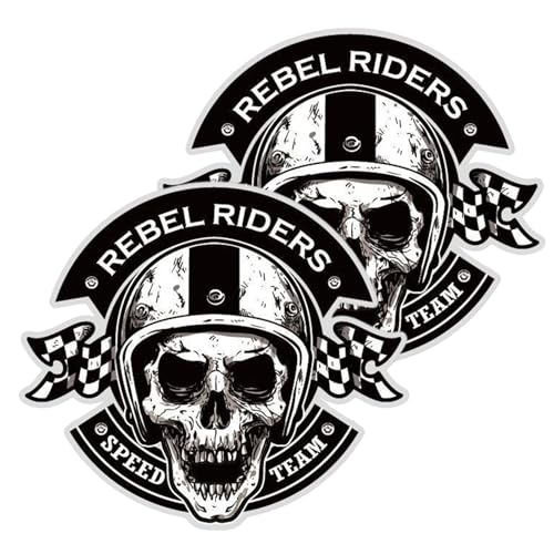 URYVAIW 2 Autocollants Tête de Mort Skull 15x15 cm, Stickers Vinyle Adhésifs avec Design Détaillé, pour Voiture, Moto, Casque, Laptop et Coque de...