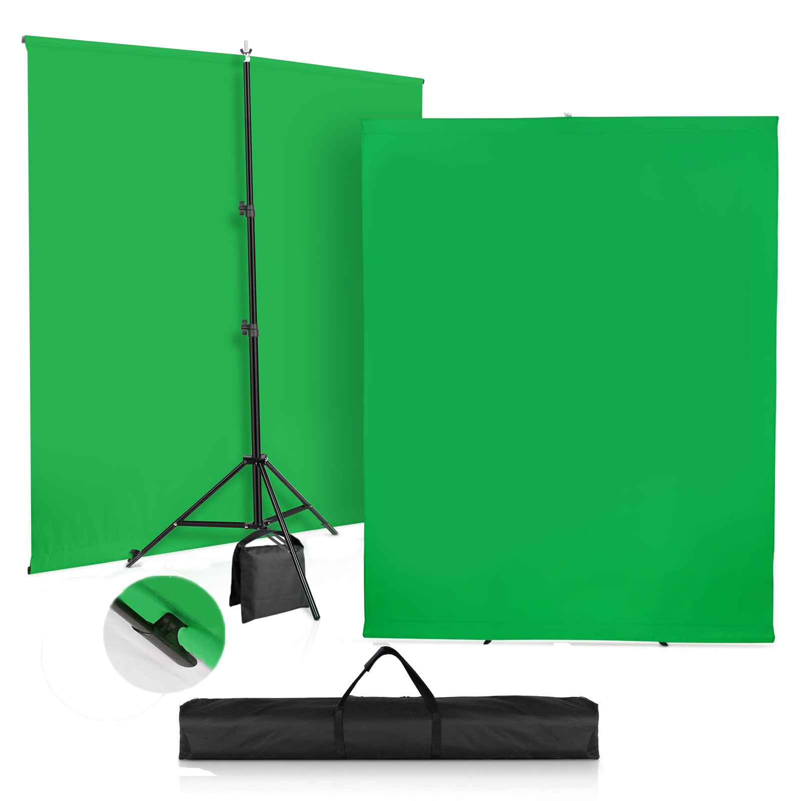 Greenscreen con supporto, 2,6 x 2 m, supporto per sfondo fotografico con Chromakey, per YouTube, video, studio fotografico, streaming, giochi, TikTok