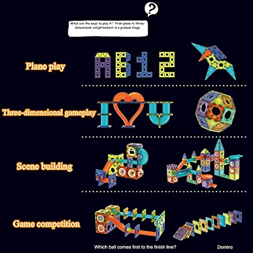 Image of Happy Hues Light Magnetic Tiles- Building Blocks for Kids 3D STEAM Educational Toys, Magnetic Marble Run /Toys for Kids Age 3 +Year Old Boys Girls Creative Gift (75 Pcs Magnetic Tiles)