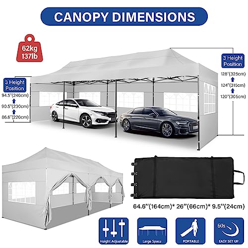 Image of COBIZI 10x30 Heavy Duty Pop Up Canopy Tent with 8 Sidewalls, Snow