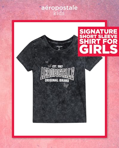 Image of Girls T Shirts - Soft Cotton Blend Short Sleeve Cute Graphic Tees - Classic Crewneck Logo Tee Girls Shirts (Sizes: 4-16), Size 14-16, Gray Heather