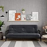 DHP Harlow Metal Arm Futon, Full Size Black Frame with 6' Microfiber Mattress, Grey