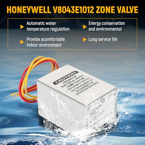 Image of V8043e1012 Zone Valve Replacement for honey-well Motor V8043E Series,40003916-026 Power Head 3 /4 inch Sweat Zone Valve,2-Way 4-Wire Normally Closed 24V 50 /60Hz 18 inch Leads for Heating Loop System